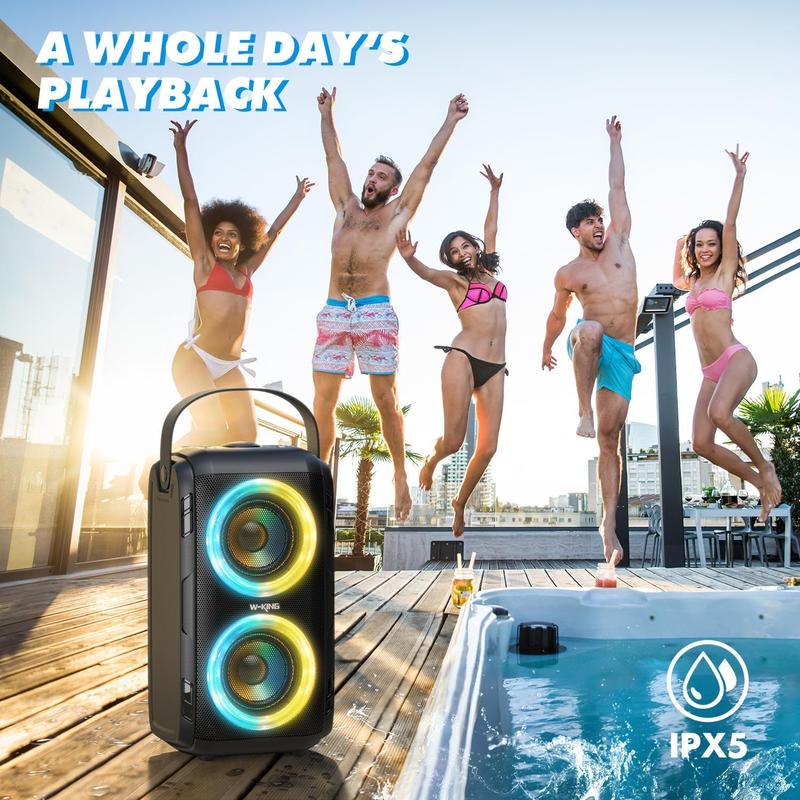 Alto-falante Bluetooth Portátil W-KING T9-2 - 80W, com LED e 24h